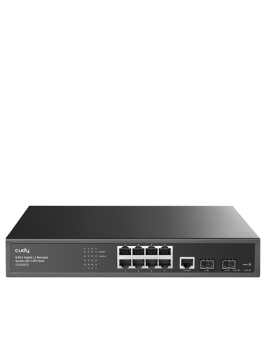 Суич Cudy GS2008S2, L2, 8 x Gigabit Ethernet ports, 2 x SFP, 128MB RAM