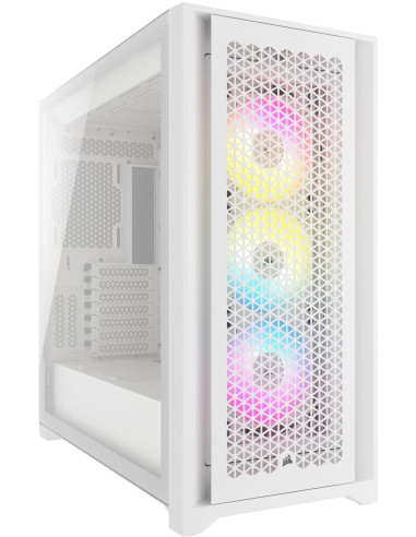 Кутия Corsair iCUE 5000D RGB Airflow Mid Tower, Tempered Glass, Бяла