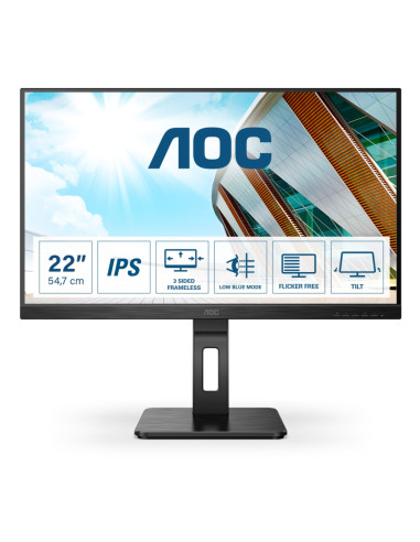 AOC 22P2Q, 21.5" IPS WLED, 1920x1080@75Hz, 4ms GtG, 250cd m/2, 1000:1, 50M:1 DCR, Adaptive Sync, FlickerFree, Low Blue Light,