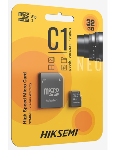 HIKSEMI microSDXC 128G, Class 10 and UHS-I 3D NAND, Up to 92MB/s read speed, 40MB/s write speed, V30 with Adapter