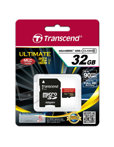 Transcend 32GB micro SDHC UHS-I, MLC, 600x (with adapter, Class 10)