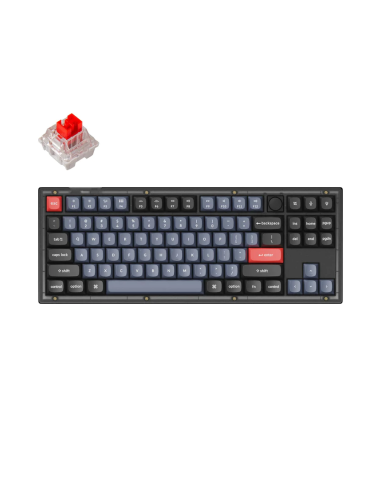 Геймърска Механична клавиатура Keychron V3 TKL Knob QMK Frosted Black Translucent, Keychron K Pro Red Switch, RGB Backlight