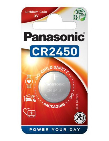 Бутонна батерия литиева PANASONIC CR2450, 3V, 1 бр. в блистер, цена за 1 бр.