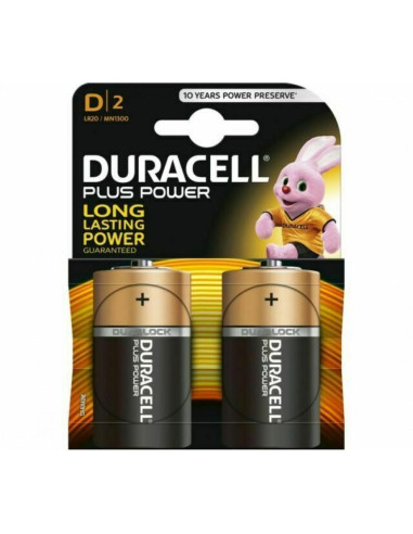 Алкална батерия DURACELL LR20 D PLUS /2 бр. в опаковка/ 1.5V