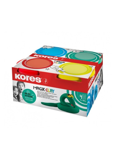 Моделин KORES Magic Clay 4 цвята x 40 гр.