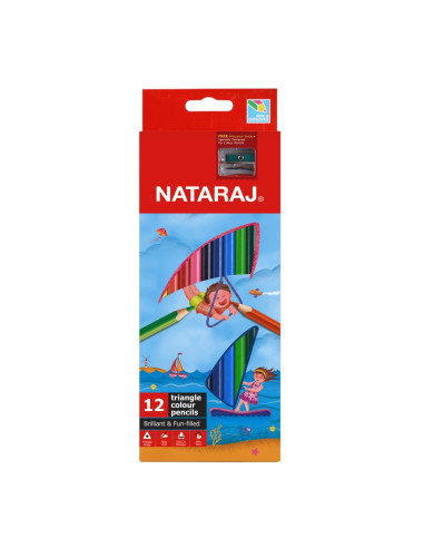 Цветни моливи Nataraj 12 цвята, триъгълни,