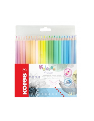 Комплект цветни моливи KORES Kolores Pastel 24 цвята