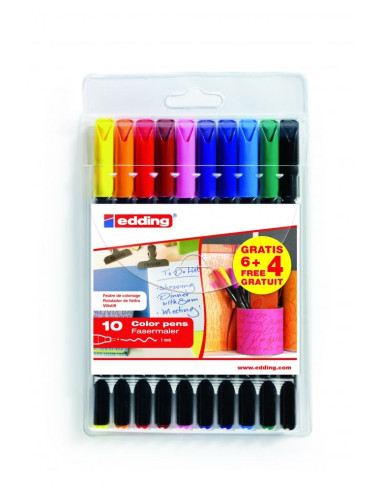 Флумастери edding 1200 color pen fine - 10 цвята класик