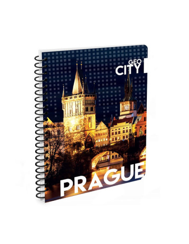 Тетрадка Karton Geo City Prague A4 60л. спирала, меки корици, ред