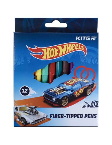 Флумастери Kite Hot Wheels 12 цвята в кутия