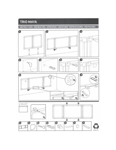 Магнитна тройна бяла дъска с алуминиева рамка Bi-Office 120x240/120x480