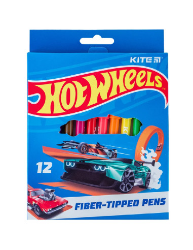 Флумастери Kite Hot Wheels 12 цвята в кутия