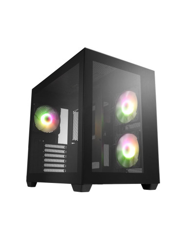 Кутия FSP CMT380 Black ARGB TG, ATX Mid Tower, Черна