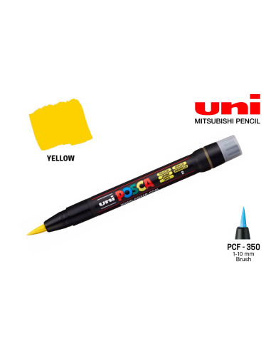 Перманентен маркер POSCA PCF-350 Yellow, четка, на водна основа, жълт, 1-10 мм