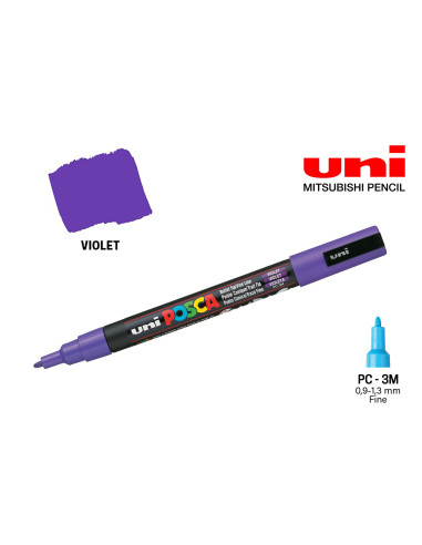 Перманентен маркер POSCA PC-3M Violet, на водна основа, виолетов, 0.9-1.3 мм