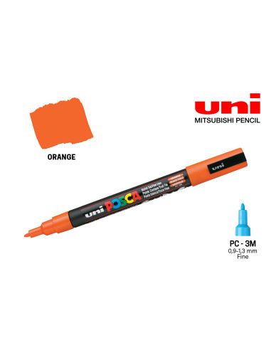 Перманентен маркер POSCA PC-3M Orange, на водна основа, оранжев, 0.9-1.3 мм