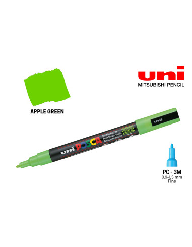 Перманентен маркер POSCA PC-3M Apple Green, на водна основа, ябълковозелен, 0.9-1.3 мм