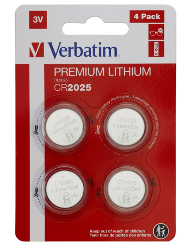 Verbatim LITHIUM BATTERY CR2025 3V 4 PACK