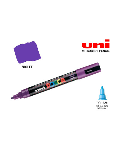 Перманентен маркер POSCA PC-5M Violet, на водна основа, виолетов, 1.8-2.5 мм