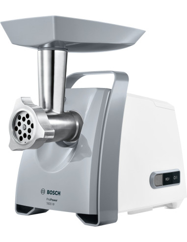 Bosch MFW45020, Meat mincer, ProPower, 500 W - 1600W, Discs: 3,8 / 8 mm, Sausage attachment, Kebbe attachment, Out: 2.7kg/min