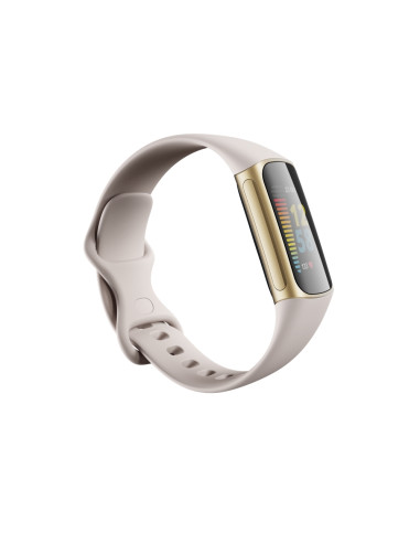 Fitbit Charge 5, Lunar White, Soft Gold Stainless Steel