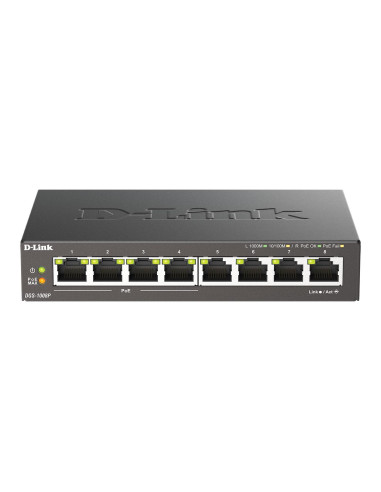 Суич D-Link DGS-1008P, 4x PoE + 4 x стандартни, 10/100/1000, Gigabit,