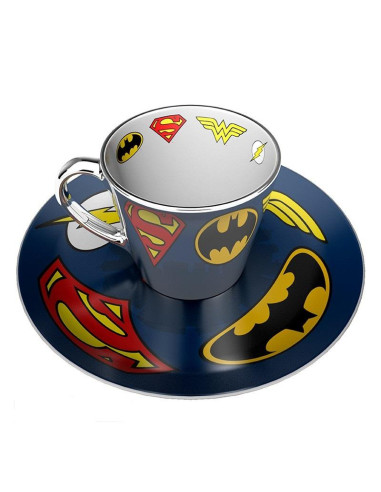 Комплект ABYSTYLE DC COMICS Mirror mug - plate set Logo, Чаша, Подложка с емблеми