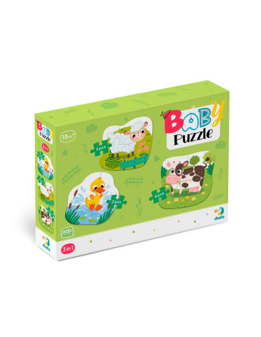 Пъзел 3 в 1 Baby Puzzle - "Животните от фермата"