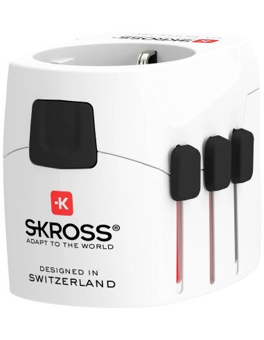 Адаптер SKROSS PRO Light, 2 x USB-A, World, Бял