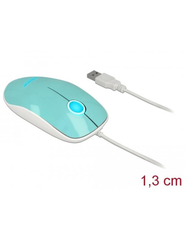 Оптична мишка DeLock, USB-A, Кабел 1.3 м, USB, 1200 dpi, Tюркоаз