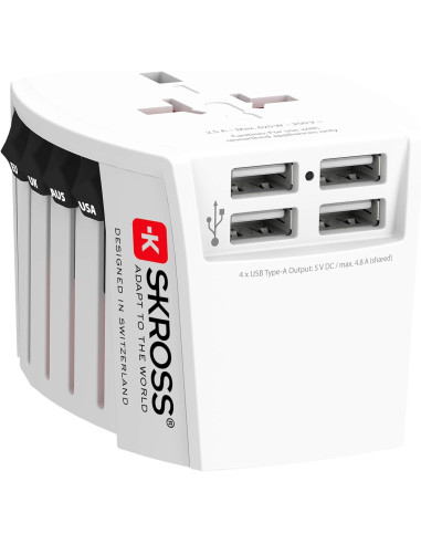 Адаптер SKROSS PRO MUV 4 x USB-A, 1.302961, World, Бял