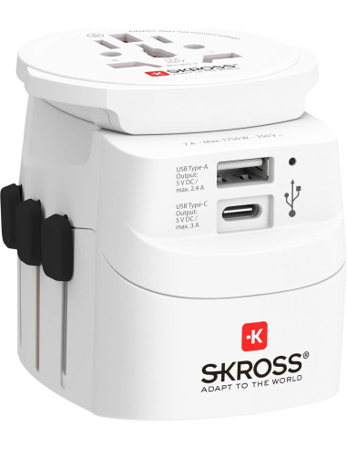 Адаптер SKROSS PRO Light USB, 1.302472, World, Бял