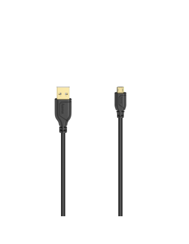 Кабел HAMA Flexi-Slim, USB 2.0 мъжко - micro USB мъжко, 0.75 м., Позлатени конектори, Черен