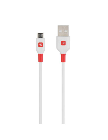 Кабел Skross, micro-USB - USB-A 2.0 мъжко, 1.2м, Бял