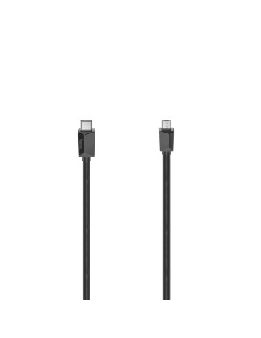 Кабел HAMA, USB-C мъжко - micro USB B мъжко, 480Mbit/s, 0.75 м., Essential, Черен