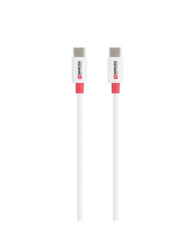 Кабел Skross, USB-C - USB-C 2.0 мъжко, 0.15 м, Бял