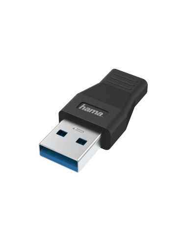 Адаптер HAMA USB-A мъжко - USB-C женско, USB 3.2 Gen 1, 5 Gbit/s, Черен