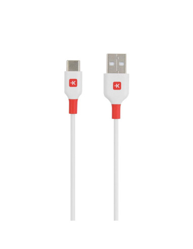 Кабел Skross, USB-C - USB-A 2.0 мъжко, 1.2м, Бял