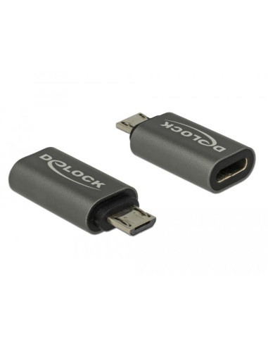 Адаптер Delock, USB 2.0, Micro-B мъжко - USB Type-C женско, Черен