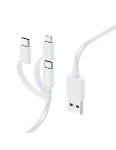 Кабел HAMA 3 в 1, USB-A - Micro-USB, USB-C и Lightning, 201535