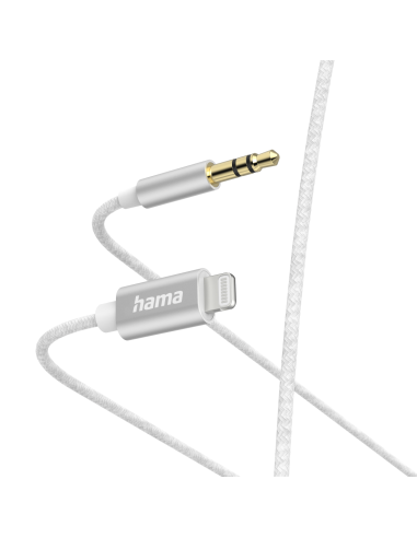 Аудио кабел HAMA, Lightning мъжко - 3.5 mm жак мъжко, 1.0 м, Бял