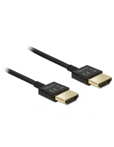 Кабел Delock HDMI-A мъжко - HDMI-A мъжко, Ethernet, 3D, 4K, 0.25 м, Черен