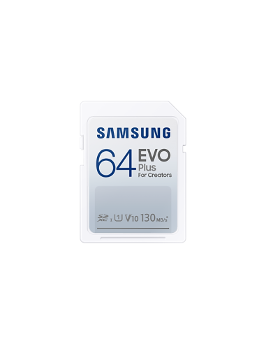 Карта памет Samsung EVO Plus, SD Card, 64GB, Бяла