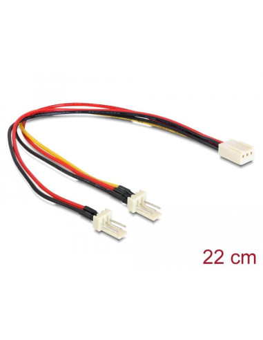 Кабел DeLock Molex, 3 pin женско - 2 x Molex 3 pin мъжко (fan), 22 cm