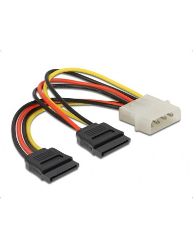 Кабел DeLock Power Molex 4 Pin мъжко към 2 x SATA 15 Pin, 16 cm