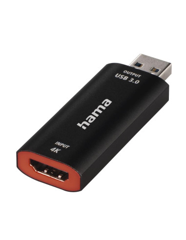 Video Recording стик HAMA 74257, HDMI женско - USB мъжко, 4К, Черен