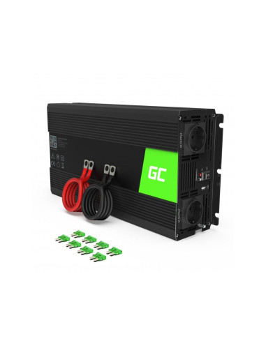 Инвертор GREEN CELL, 12/220V, DC/AC, 1500W/3000W, Модифицирана синусоида