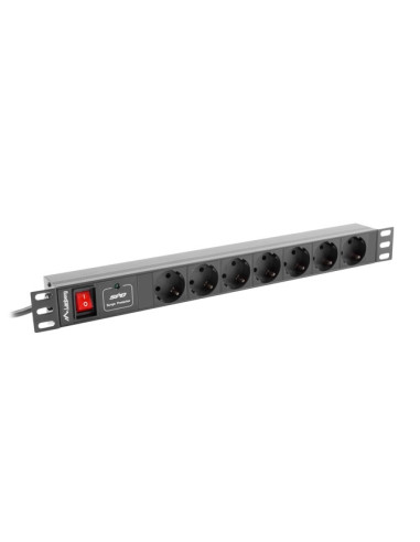 Lanberg power distribution unit (PDU) 19"1U 16A 7 SOCKETS SCHUKO 2M, black