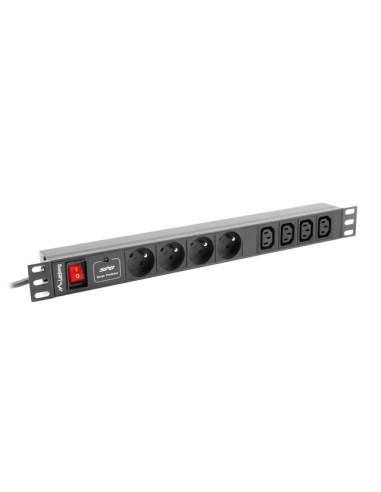 Lanberg power distribution unit (PDU) 19"1U 16A 8 SOCKETS 2M, black