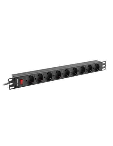 Lanberg power distribution unit (PDU) 19" 1U 16A 9xSchuko outlets,black